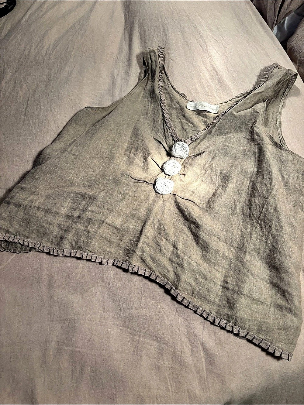 Bonnie & Harriet Designs Button-Front Top in beige